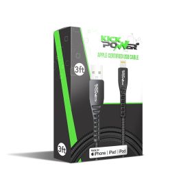 KickPOWER™ USB to Lightning Cable – MFi Certified, 3ft Fast Charge