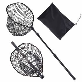 Fishing Net, Foldable Landing Nets with Telescopic Handle, Portable Lightweight and Stronger 6063 Aluminum Fish Gear, Soft Silicone Fish-Friendly Mesh