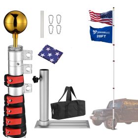 20-Ft Telescoping Flag Pole Silver with Tire Mount