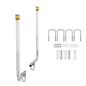 Boat Trailer Guide, 46 in with LED Light Trailer Guide Poles, 2PCS High-Hardness Steel Guide-Ons, Wide Adjustable Trailers Guides with PVC Pipes