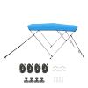 3 Bow Boat Bimini Top, 600D Polyester Canopy with Aluminum Alloy Frame, Waterproof & Sun Shade Boat Awning Canopy with Storage Bag, 2 Support Poles