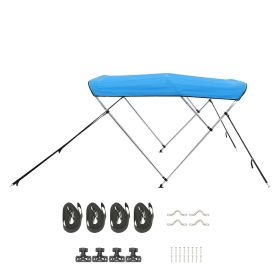 3 Bow Boat Bimini Top, 600D Polyester Canopy with Aluminum Alloy Frame, Waterproof & Sun Shade Boat Awning Canopy with Storage Bag, 2 Support Poles