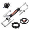 90HP Hydraulic Outboard Steering Kit, Marine Boat Hydraulic Steering System with 13.5-inch Steering Wheel, Helm Pump