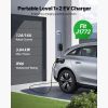 Level 1&2 EV Charger, 16 Amp Adjustable Current, Electric Vehicle Portable Charger with 25 ft Cable, 120V-240V, NEMA 6-20P Plug NEMA 5-15 Adapter, LCD