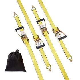 Ratchet Tie Down Straps (4PK), 10000 lb Break Strength, Double J Hook Includes 4 Premium 2" x 27' Rachet Tie Downs with Padded Handles