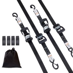 Ratchet Tie Down Straps (4PK), 5208 lb Max Break Strength, Includes 4 Premium 1.6" x 8' Rachet Tie Downs with Padded Handles