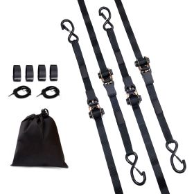 Ratchet Tie Down Straps (4PK), 2200 lb Max Break Strength, Includes 4 Premium 1" x 15' Rachet Tie Downs with Padded Handles, for Moving Securing Cargo