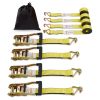 Ratchet Tie Down Straps (4PK), 5000 lb Break Strength, Double J Hook Includes 4 Premium 2" x 15' Rachet Tie Downs with Padded Handles