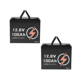 2 Pack 12V 100Ah LiFePO4 Battery, Up to 15000 Cycles, Deep Cycle Lithium Iron Phosphate Battery with Built-in BMS, Low Temp Protection