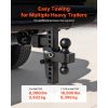Adjustable Trailer Hitch, Fit 2 Inch Receiver, Trailer Hitch Mount with 2 Inch & 2-5/16 Inch Balls, 18500 lbs GTW, 8 Inch Drop