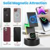 3 In 1 Magsafe Charger Wireless Charging Station Magnetic Charger Dock with 5 RGB Light Modes for IOS Phone 12-15 Airpods iWatches