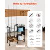 Fishing Rod Holder for 12-Rods, Mobile Fishing Pole Rack Cart with Wheels, Fish Gear Equipment Organizer for Garage Home Indoor Use