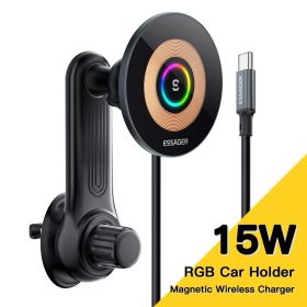 Essager 15W QI Car Wireless Charger Phone Holder Mount For iPhone 14 13 12 Pro Max Wireless Fast Charging Phone Holder Charger (Color: Black Type B)