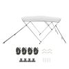 3 Bow Boat Bimini Tops, 600D Polyester Canopy with Aluminum Alloy Frame, Waterproof & Sun Shade Boat Awning Canopy with Storage Bag, 2 Support Poles