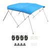 4 Bow Boat Bimini Tops, 600D Polyester Canopy with Aluminum Alloy Frame, Waterproof & Sun Shade Boat Awning Canopy with Storage Bag, 2 Support Poles