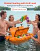 Floating Cooler, 40 QT Floating Ice Chest with Dry Storage, Wheels & Tow Rope, Premium LLDPE Amphibious Drink Cooler for Water & Land