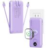 10000mAh Portable Charger with Built-in AC Wall Plug & Cables, 3-in-1 Wireless Power Bank for Apple Watch