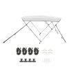 3 Bow Boat Bimini Tops, 600D Polyester Canopy with Aluminum Alloy Frame, Waterproof & Sun Shade Boat Awning Canopy with Storage Bag, 2 Support Poles