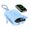 10000mAh Portable Charger, Built-in 2 Cables (Type-C & Lightning),Wireless Magnetic Power Bank for Watch, Mini Power bank