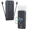 10000mAh Portable Charger with Built-in AC Wall Plug & Cables, 3-in-1 Wireless Power Bank for Apple Watch