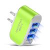 1pc Candy Color US-Spec Power Adapter 3 Ports USB Wall Home Charger Charging Adapter With Indicator