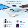 10000mAh Portable Charger, Built-in 2 Cables (Type-C & Lightning),Wireless Magnetic Power Bank for Watch, Mini Power bank