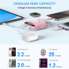 10000mAh Portable Charger, Built-in 2 Cables (Type-C & Lightning),Wireless Magnetic Power Bank for Watch, Mini Power bank