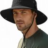 Wide Brim Sun Hat for Men, Outdoor Fishing & Hiking Hat UPF 50+, Boonie Hat with Chin Strap, Quick Dry