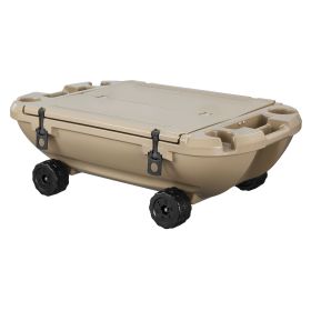 Floating Cooler, 40 QT Floating Ice Chest with Dry Storage, Wheels & Tow Rope, Premium LLDPE Amphibious Drink Cooler for Water & Land (Color: Apricot, Type: With Wheels)