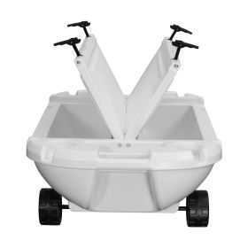 Floating Cooler, 40 QT Floating Ice Chest with Dry Storage, Wheels & Tow Rope, Premium LLDPE Amphibious Drink Cooler for Water & Land (Color: White, Type: With Wheels)
