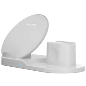 3 In 1 Wireless Charger Stand Quick Charging Dock Station For IPhone Apple Watch Airpods For Samsung S10 S9 10W Fast Charging (Ships From: CN, Color: White)