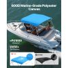 3 Bow Boat Bimini Tops, 600D Polyester Canopy with Aluminum Alloy Frame, Waterproof & Sun Shade Boat Awning Canopy with Storage Bag, 2 Support Poles
