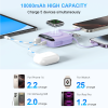 10000mAh Portable Charger, Built-in 2 Cables (Type-C & Lightning),Wireless Magnetic Power Bank for Watch, Mini Power bank