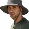 Wide Brim Sun Hat for Men, Outdoor Fishing & Hiking Hat UPF 50+, Boonie Hat with Chin Strap, Quick Dry