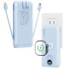 10000mAh Portable Charger with Built-in AC Wall Plug & Cables, 3-in-1 Wireless Power Bank for Apple Watch