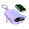 10000mAh Portable Charger, Built-in 2 Cables (Type-C & Lightning),Wireless Magnetic Power Bank for Watch, Mini Power bank